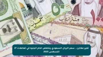 تغير مفاجئ.. سعر الريال السعودي ينخفض أمام الجنيه في تعاملات 27 أغسطس 2025